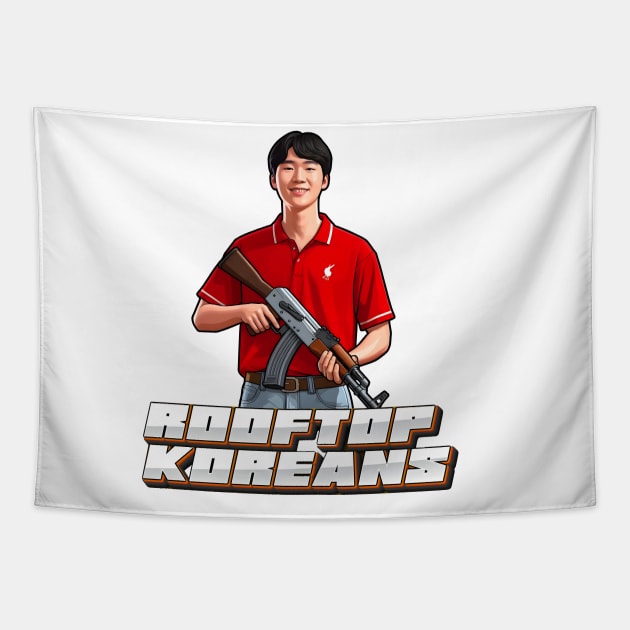 Rooftop Koreans Tapestry by Rawlifegraphic