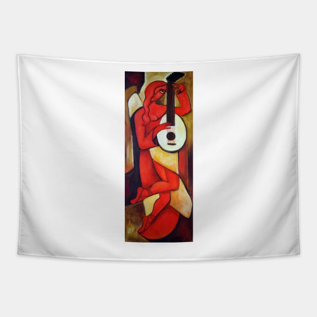 Red Lute Tapestry by galerievie