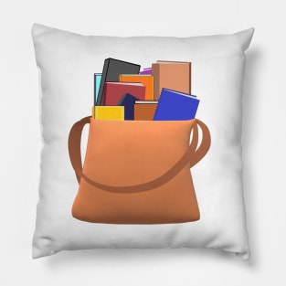 Bag of Books (White Background) Pillow