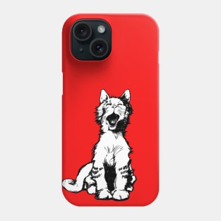 Yawning Cat on Red Phone Case