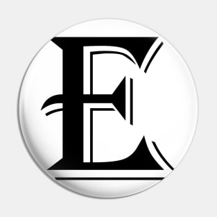 Black Letter E in vintage style Pin