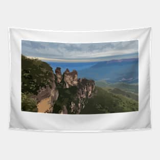 3 Sisters in the Blue Mountains Digital Painting Tapestry