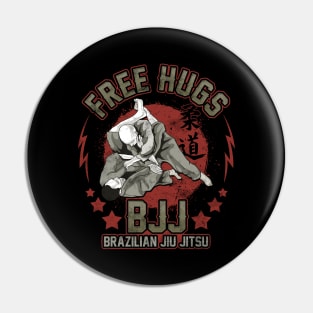 Funny Free Hugs Jiu Jitsu Pun BJJ Martial Arts Pin