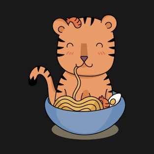 Cute tiger with Ramen - Kawaii Designs T-Shirt