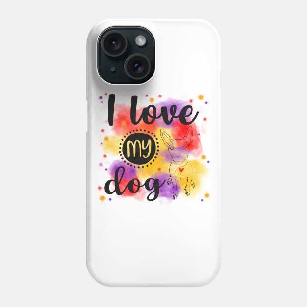 I Love My Dog Line Art Drawing Phone Case by THE Dog Designs