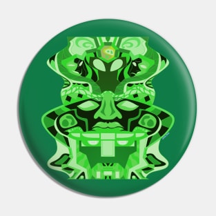 olmec head totem in alien robot saint ecopop pattern Pin