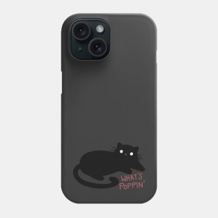 Black Cat “What’s Poppin“ Design | Cat Lover Gifts | Kawaii Handmade Illustration | By Atelier Serakara Phone Case