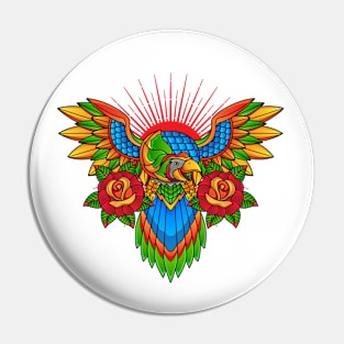 Traditional Parrot Flowers Pin