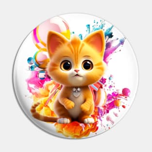 Cute Animal Characters Art 1 -kitten with Abstract- Pin