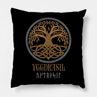 Yggdrasil Norse Tree of Life Pagan Viking Mythology Futhark Runes Pillow