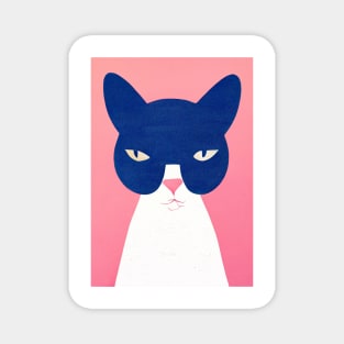 Gangsta Cat Retro Poster Vintage Art Gangsta Wall Blue Pink Illustration Magnet