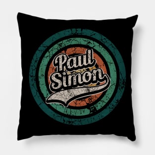 Paul Simon // Retro Circle Crack Vintage Pillow