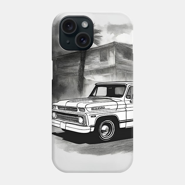 Chevy C-10 Pickup black and white Phone Case by cloudviewv2