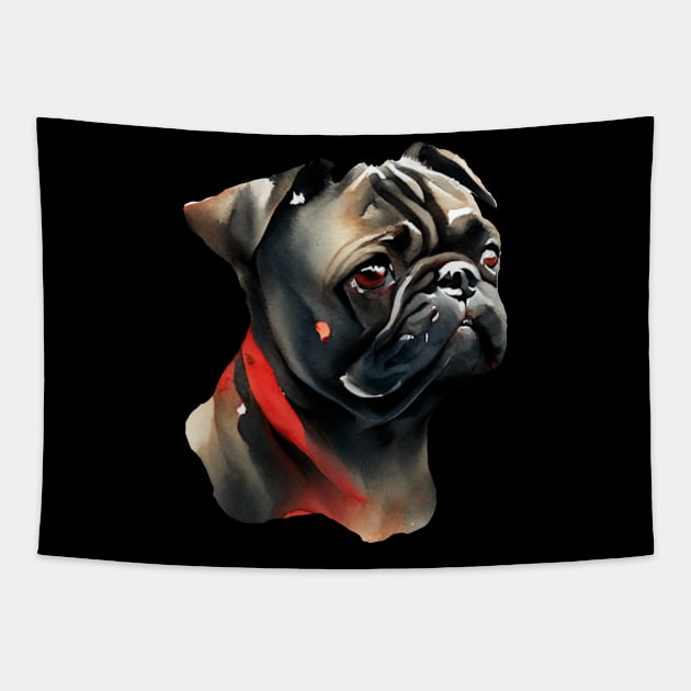 Black Pug Dog Tapestry by swagmaven