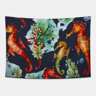 Christmas Seahorses Tapestry