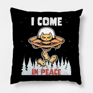 Alien Cat Galaxy Science Space Lover I Come In Peace Pillow
