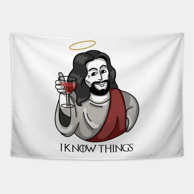 Jesus Knows Everything Tapestry by MugyBlinders