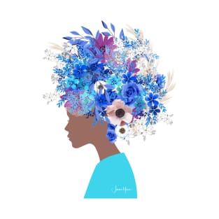 African American Woman in Fashion Flower Headdress T-Shirt