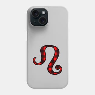 Leo Zodiac Horoscope Symbol in Black and Red Buffalo Plaid Phone Case