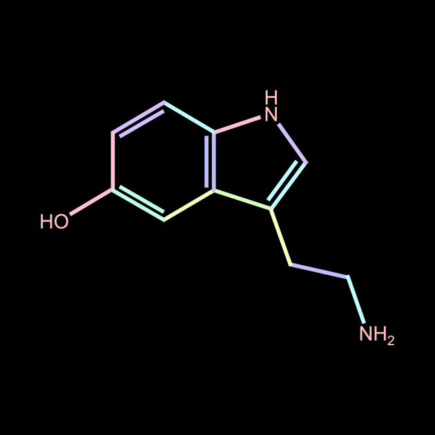 Serotonin Kawaii Pastel Rainbow Molecule by ChemECool