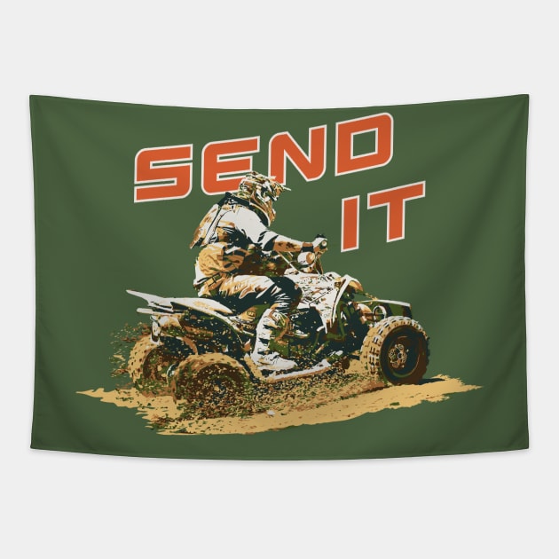 Send It on a ATV Tapestry by MultistorieDog