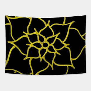 Blooming Gold Flower (Black) Tapestry