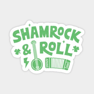 Shamrock & Roll Typography Funny Magnet