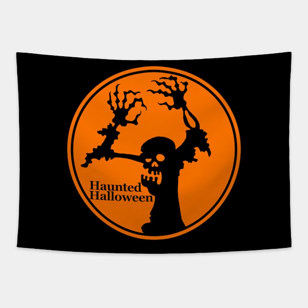 Haunted Halloween Skeleton Scary Monster Tapestry by CharJens
