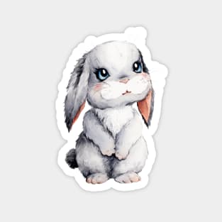 Kawaii Grey Bunny with Beautiful Shiny and Curious Eyes Magnet