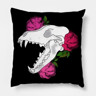 Floral Wolf Skull Pillow