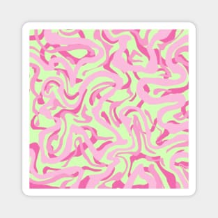 Pink and Green Groovy Marble Magnet