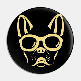 golden french bulldog head Pin