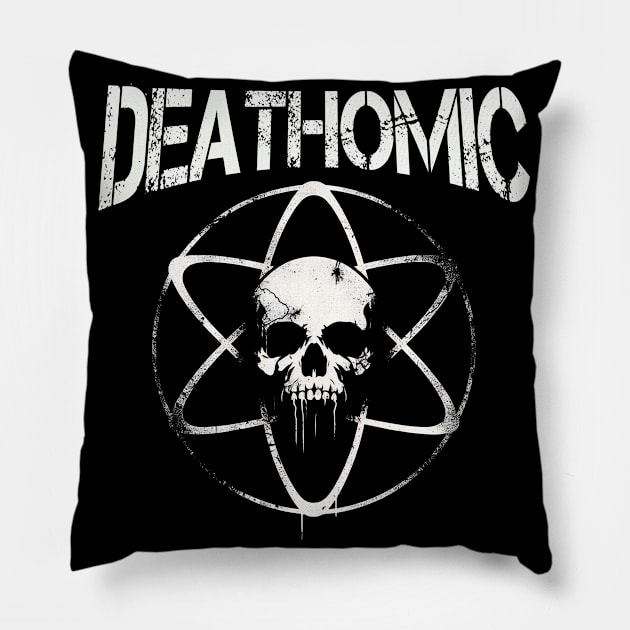 Grunge and Creepy Atomic Skull Symbol Pillow by MetalByte