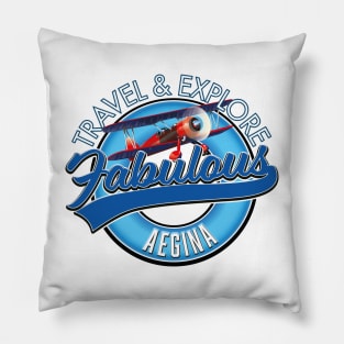 Travel explore fabulous Aegina logo Pillow