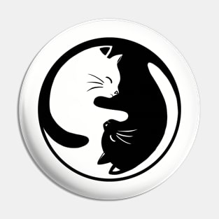 Yin Yang Cats Peaceful Black and White Symbol Pin