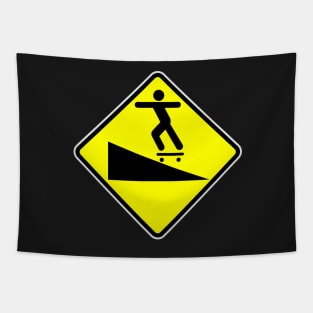Skateboard Road Sign Tapestry
