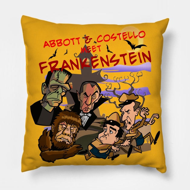 Abbott & Costello Meet Frankenstein Pillow by copacoba