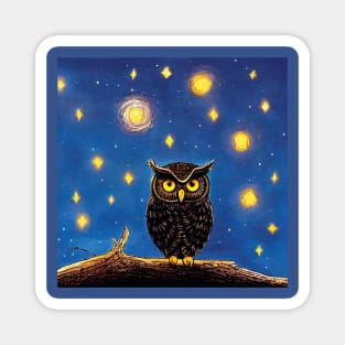 Owl in a blue night sky Magnet