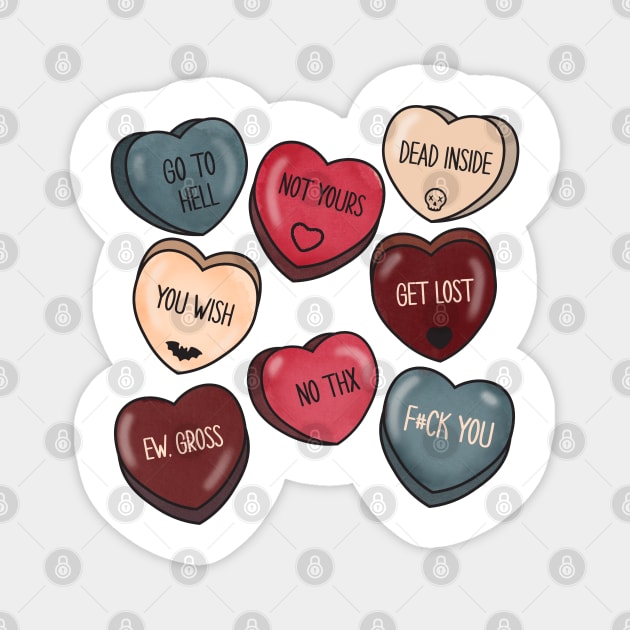 Gothic Anti Valentine Candy hearts Magnet by MZeeDesigns