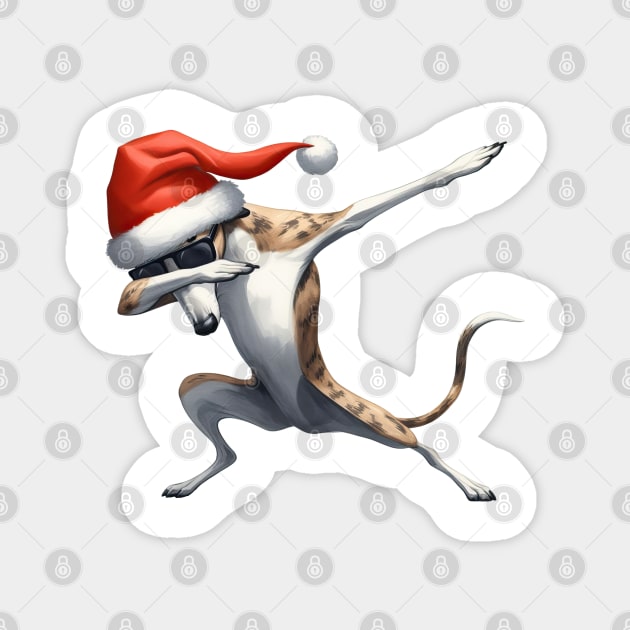 Christmas Greyhound Dog Dabbing Dance Magnet by Chromatic Fusion Studio