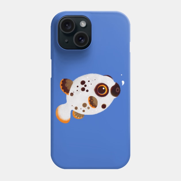 Black spotted puffer Phone Case by pikaole