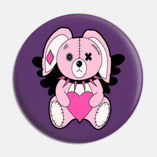 Emo Cuties: Kawaii Bunny and Teddy Bear with 90s Glamour Aesthetic Pin