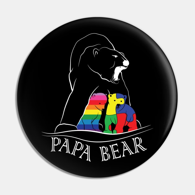 Papa Bear PRIDE and Autism Shirt Pin by Ta'veren Tavern