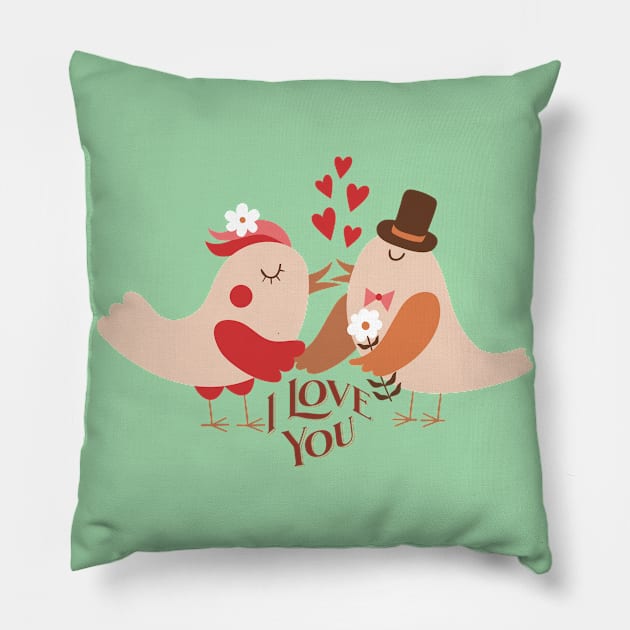 Birds Valentine's Day Pillow by Yula Creative