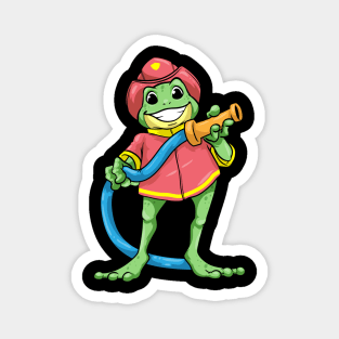 Funny frog as a firefighter with a hose Magnet