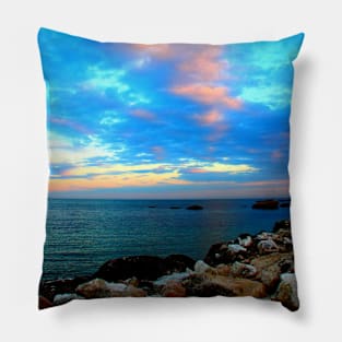 Sunset sky over the sea Pillow