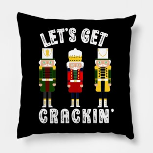 Funny Christmas Nutcracker Let's Get Crackin' Retro Christmas Pillow