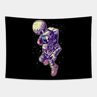 Basketball Astronaut Lay Up Planet Moon In Space Galaxy Tapestry