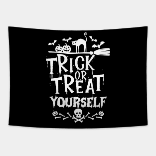 Trick or Treat Yourself Funny Halloween Trick or Treating Tapestry