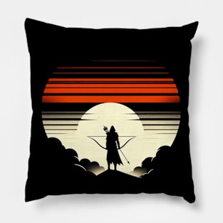 Minimalistic Medival Archer Sunset Pillow